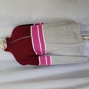 ESCADA SPORT Pullover Cotton Spandex Quarter Zip Colourblock Maroon Vintage